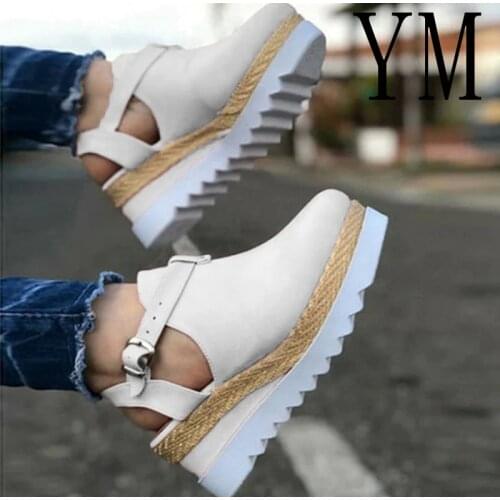 Women Platform Sandals Thick Bottom Ladies Sandals Slingback Outdoor Wedges Belt Buckle Strap Summer Shoes Fashion Plus Size 43