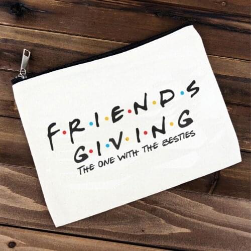 Happy Friendsgiving event Party decoration supplies Friends Thankful Autumn Fall Holiday Thanksgiving Gift present makeup bag