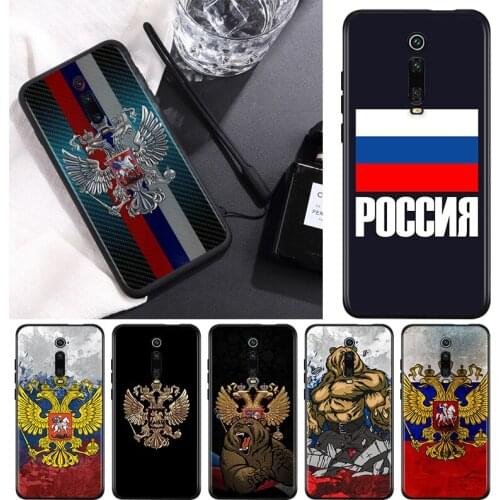 Silicone Black Cover Russia Flag For Xiaomi Redmi K40 K30i K30T K30S K20 10X GO S2 Y2 Pro Ultra Phone Case