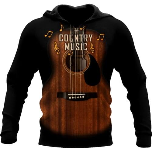 3D Hoodie Country Music Guitar Musical All Over Printes For Men/Women Sweatshirt Spring/Autumn Casual Pullover Zipper Unisex