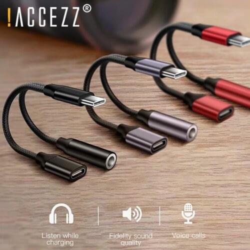 !ACCEZZ USB Type-C Adapter 3.5mm Jack Earphone To Type C Charge Listen Calling For Huawei P20 30 Xiaomi Mi 6 8 9 AUX Audio Cable