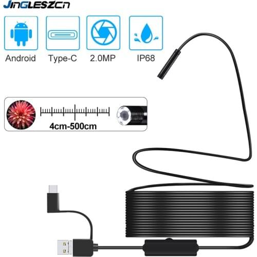 Newest 1080P USB Snake Dual Lens Inspection Camera 2.0 MP IP67 USB Type-C Endoscope with 8 LED for Samsung Huawei Xiaomi PC