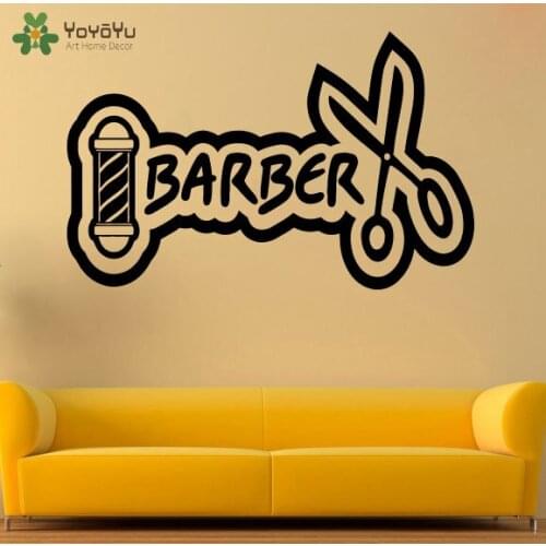 YOYOYU Wall Decal Barber Shop Wall Stickers Girls Beauty Salon Vinyl Decor Haircut Design Window Decals Art Mural RemovableSY687