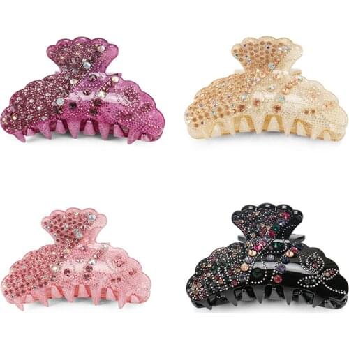 Exquisite Hairpins Moon AB White Rhinestone Hair Claw Acrylic Hair Rhinestone Clip Head Jewelry Hair Accesories For Women