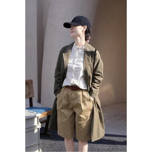 2021 autumn new thick cotton military green double breasted suit large lapel medium and long windbreaker trench 0901-9
