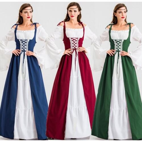 Medieval Renaissance Palace Princess Dress Vintage Masquerade Victorian Queen Costume Women Sexy Party Cosplay Halloween Costume