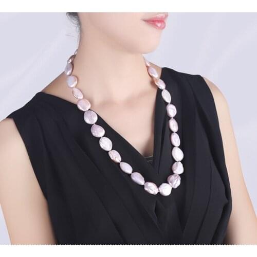 Womens Fashion Large Natural baroque pearl necklace with Bracelet