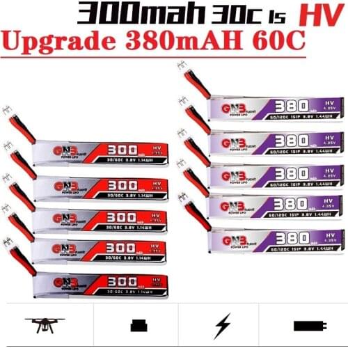 10Pcs/Sets GAONENG GNB 1S 3.8V 300mAh 60C HV Lipo battery PH2.0 Plug for UK65 US65 Happymodel Mobula7 Snapper BetaFPV 65S Drone