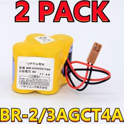 2 PACK Original NEW BR-2/3AGCT4A 6V PLC Battery With FANAC Brown Belt Hook Plug