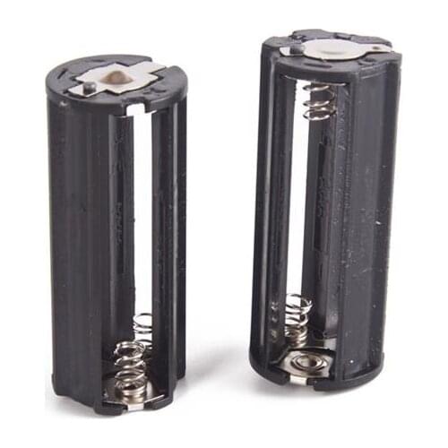 2 Pcs Black Cylindrical 3 AAA Plastic Battery Holder Adapter Case Box Flashlight Lamp