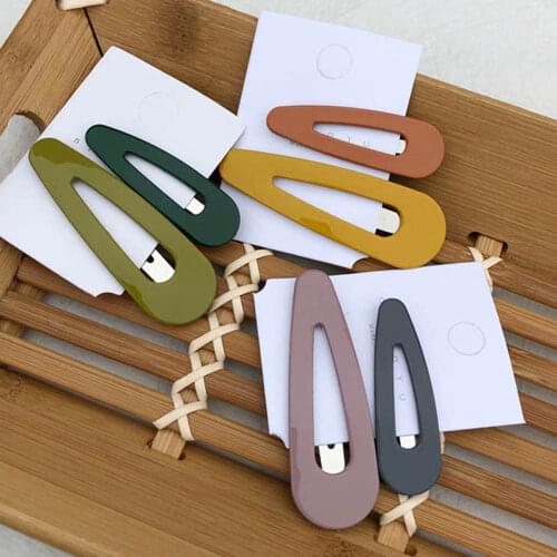 2PCS/Set Waterdrop Candy Color Hair Clips For Women Girls Hairpin Acrylic Hairclips BB Clip Fashion Solid color Hair Accessories