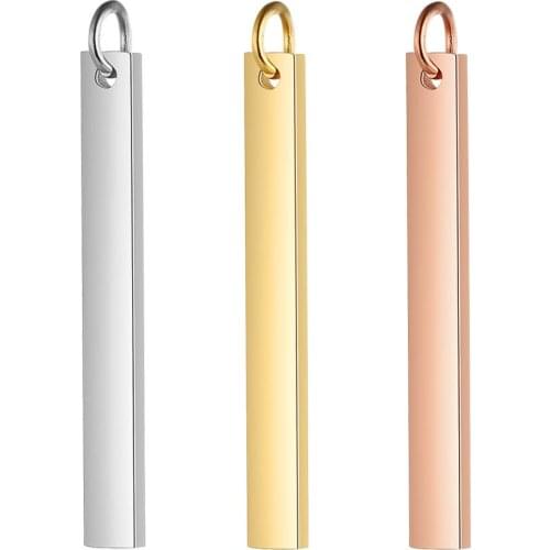 3pcs/lot 100% Stainless Steel 15/20/30mm Strip Tag Pendants for Making Necklace Jewelry 3 Colors