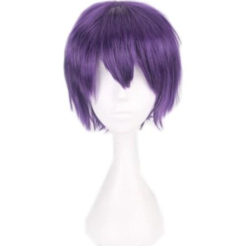 30CM 12'' purple short Wig men women Synthetic Hair Heat Resistant Fiber Halloween Costume Carnival party cosplay Wigs