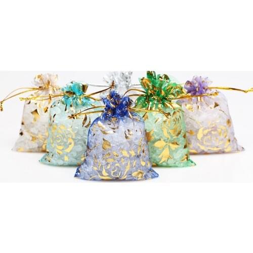 50Pcs Jewelry Packaging Candy Wedding Party Goodie Packing Favors Cake Pouches Bags Present Colorful Decoration Organza Gift Bag