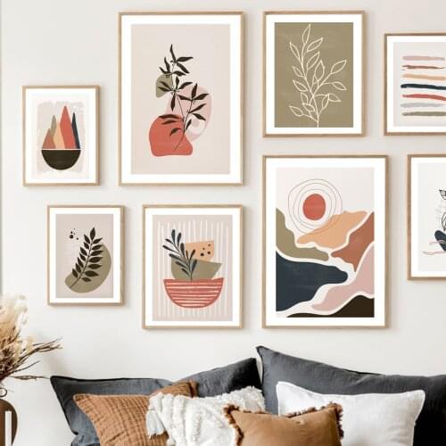 Abstract Leaf Sun Earth Gorge Colorful Stripes Wall Art Canvas Painting Nordic Posters And Prints Decor Pictures For Living Room