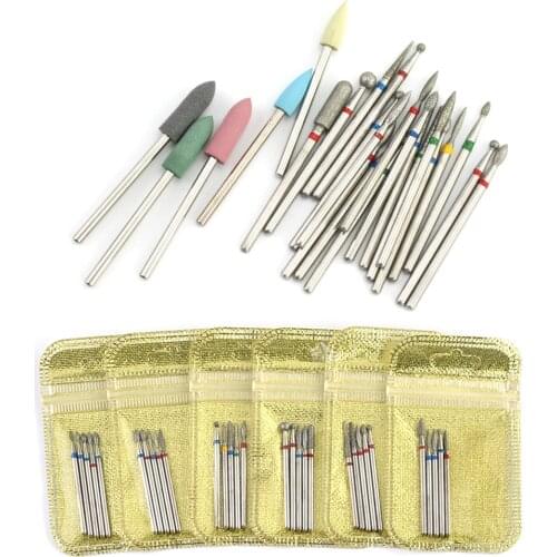 5pcs/pack Diamond Milling Cutter Nail Drill Rotary Bits Set Nail Files Cuticle Clean Burr Manicure Cutter Nail Art Tools