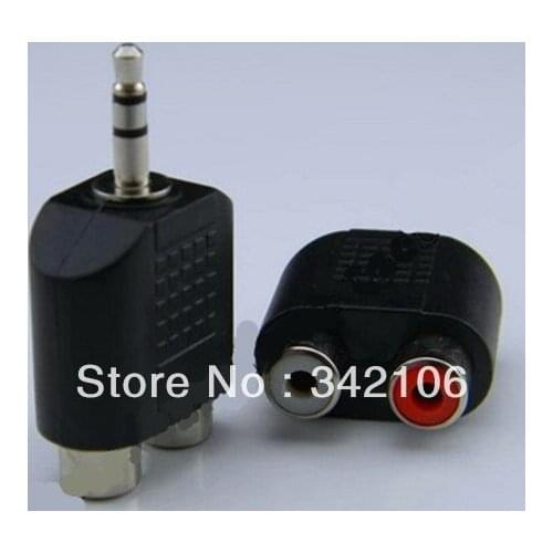 Free Shipping!!! 10pcs 3.5mm headphone plug to Dual Lotus 3.5 Plug to Female AV socket (D3B1)