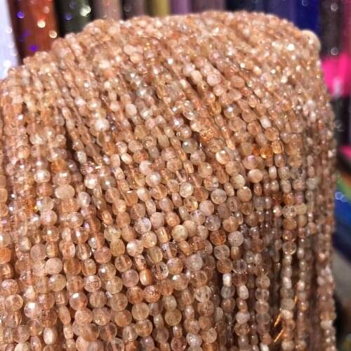 Natural Stone Beads Sun Stone Section Punch Loose Beads Charms For DIY Necklace Bracelet Sewing Craft Jewelry Accessory Making