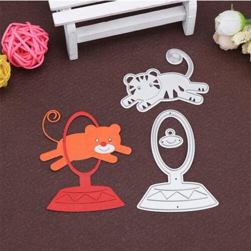 Circus Tiger Crossing Circle Metal Cutting Dies Scrapbooking Stencil DIY Paper Card Decorative Embossing Die Cut Craft Dies New