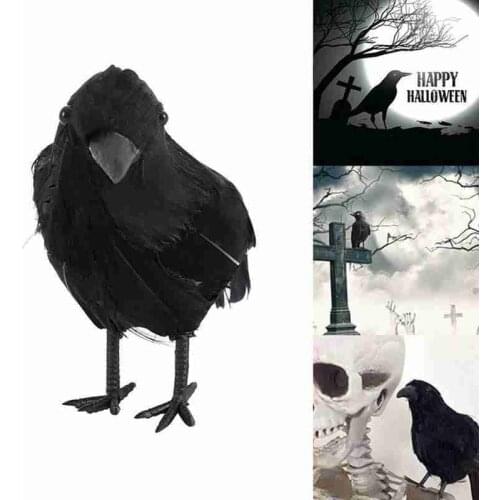 1Pc Artificial Black Crow Animal Model Simulation Crow Black Bird Raven Prop Scary Decoration For Party Supplies