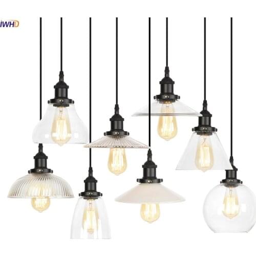 IWHD RH Loft Industrial Decor Pendant Lights Fixtures Bedroom Dinning Living Room Glass Vintage Lamp Light Hanglamp Luminaria