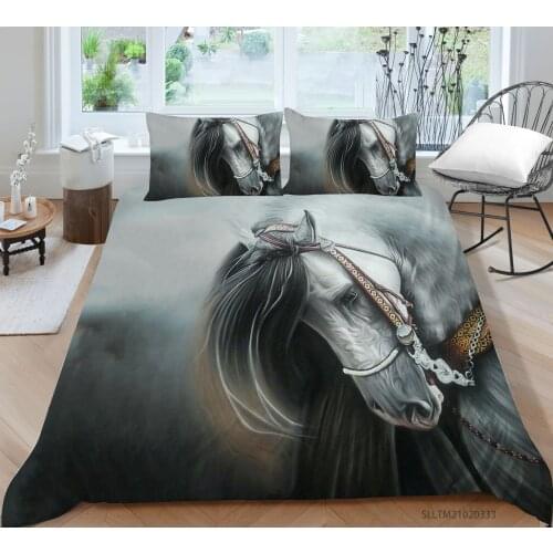 Hot Style Soft Bedding Set 3d Digital Horse Printing 2/3pcs Duvet Cover Set Single Twin Double Full Queen King Bedclothes
