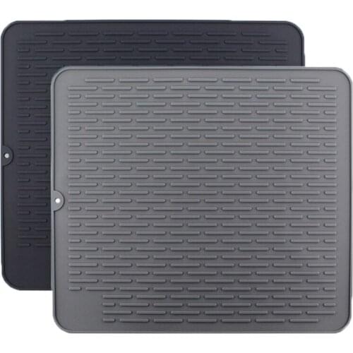 LBER Large Silicone Placemat Dish Drying Mat Kitchen Draining Table Drain Mat Sink Non-Slip Pad Durable Pot Holder Cup Coaster