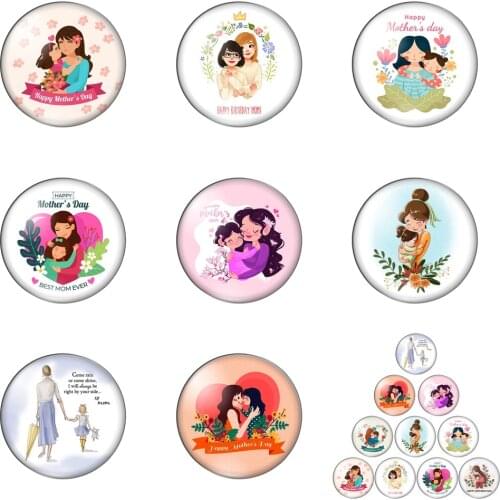 Happy Mothers Day Forever Love 12mm/20mm/25mm/30mm Round Photo Glass Cabochon Demo Flat Back Making Findings