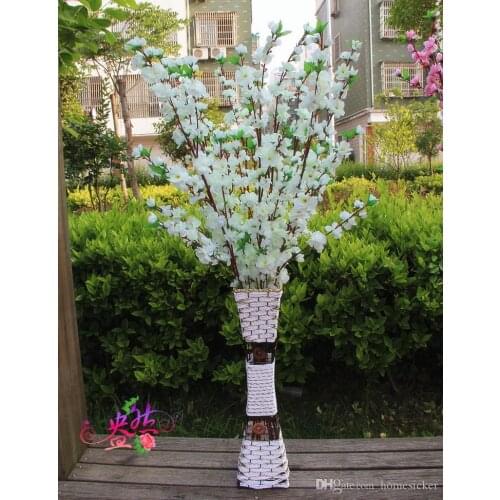 Hot selling Garden Party Decoration wedding decorations Natural Large Artificial Fabric Cherry Blossom Silk Flowers 5 Color