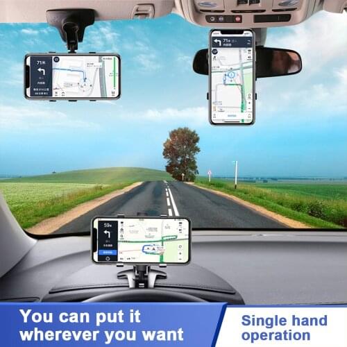 Multifunctional Car Phone Holder Clip-type Rotating Folding Bracket for iPhone 12 Xiaomi Rearview Mirror Sun Visor Holder in Car