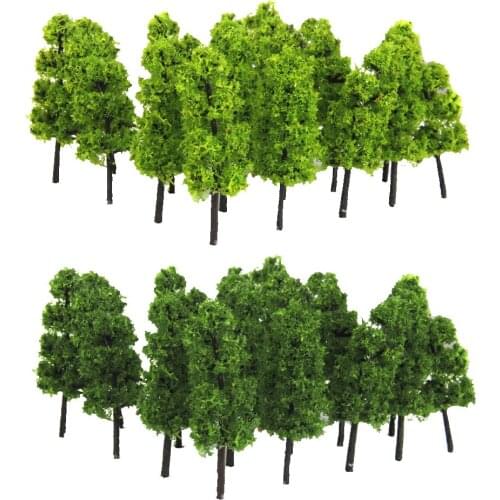 20Pcs Pagoda Model Trees Train Railroad Scenery Layout Diorama Garden Park Decor Accessory Dark & Light Green 1/100 HO OO Scale
