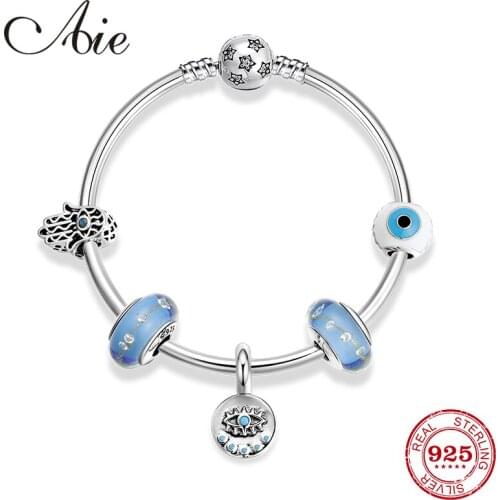 Fashion Original 925 Sterling Silver Evil Blue Eye Charm with European Murano Glass Bead Finished Bracelets Women Jewelry