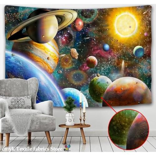 Universe Solar System Wall Hanging Tapestry Galaxy Hippie Retro Home Decor Psychedelic Pattern Yoga Throw Beach Throw Carpet