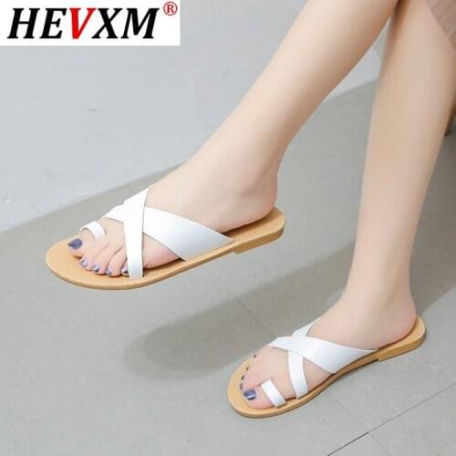HEVXM 2021 New Brand Mixed Colors Women Slipper Plus Size 36-41 Women Summer Beach Slides Flip Flops Outdoor Flat Slippes