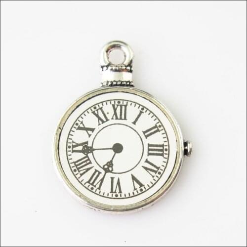 New 8Pcs Tibetan Silver Color Clocks and Watches Face Charms Pendants 18x23.5mm
