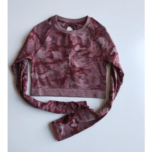 New Color Camo Seamless Workout Crop Top Thumb Holes Yoga Tops Women Soft Long Sleeve Workout Shirts Gym Shirt Women