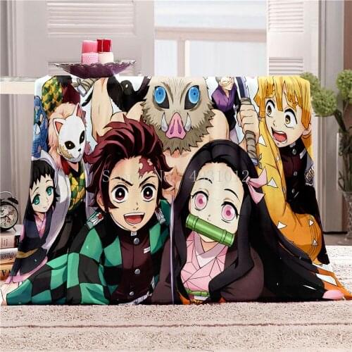 Japanese Anime Cartoon Print Blanket Flannel Decoration Anime Cute Multi-function Super Soft Throw Blanket for Home Outdoor