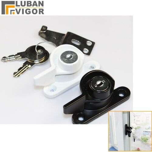 Sliding window locks,white/black aluminum, steel,Translating windows Crescent lock with key,Anti-theft,home hardware