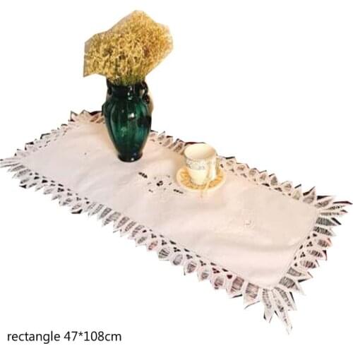 Luxury Embroidered bed table runner cloth cover flag towel mantel Nappe lace tea Tablecloth party Christmas home wedding decor