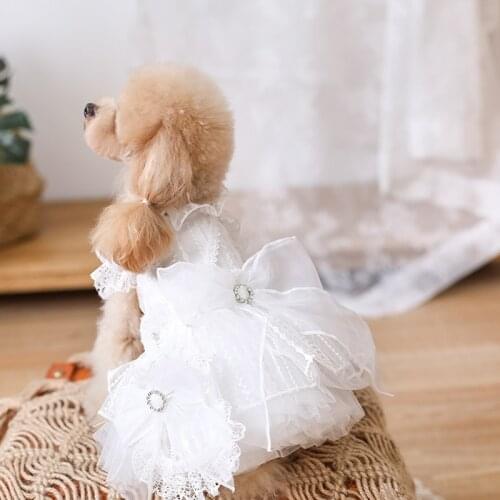 Luxury Handmade Dog Wedding Dress 2021 Split Large Trailing Tail Dog Clothes Teddy Pomeranian Bichon Schnauzer Maltese Dog Corgi