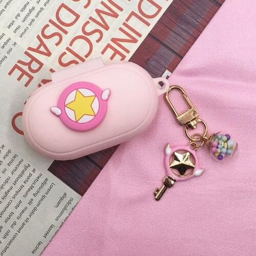 Pink Cute Earphone Case For Samsung Galaxy Buds+ Case Silicone Headphone Protective Cover With Key Chain For Galaxy Buds