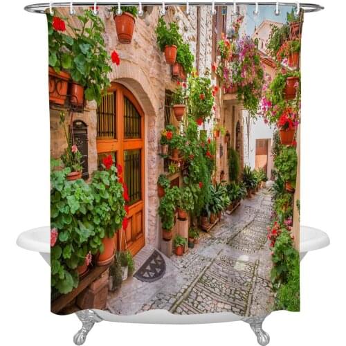 European Style Street Scenery Shower Curtain Home Decoration Bathroom Item Bathroom Waterproof Shower Curtain