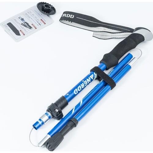 Outdoor foldable 5-section shock-proof and non-slip, long portable telescopic aluminum alloy trekking pole, suitable for hiking