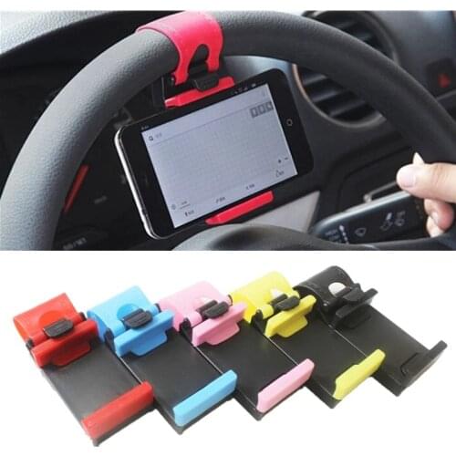 Universal Car Phone Holder Car Steering Wheel Clip Mount Holder for iPhone 8 7 7Plus 6 6s Samsung Xiaomi Huawei Mobile Phone GPS