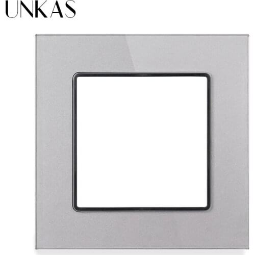 UNKAS Free Combination DIY Gray Single Tempered Crystal Glass Panel Grey Matching Modules For Wall Socket Switch
