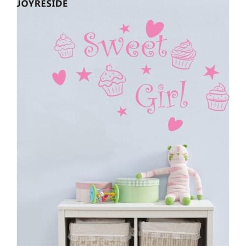 JOYRESIDE Quote Cupcake Sweet Girl Wall Decal Vinyl Nursery Decor For Adventure Kids Children Baby Playroom Bedroom Mural XY191