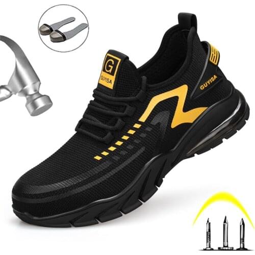 Safety Shoes Men Steel Toe Boots Indestructible Puncture-Proof Work Shoes Lightweight Breathable Construction Sneakers for Men