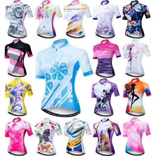KEYIYUAN Women Cycling Jersey Short Sleeve Ladies Sports Mountain Bike Shirt Summer Top Bicycle Clothing MTB Maillot Ciclismo