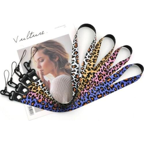 Mobile Phone Straps Colorful Leopard Removable Phone Holder Key Lanyard Cheetah ID Badge Holders Phone Neck Straps 53cm