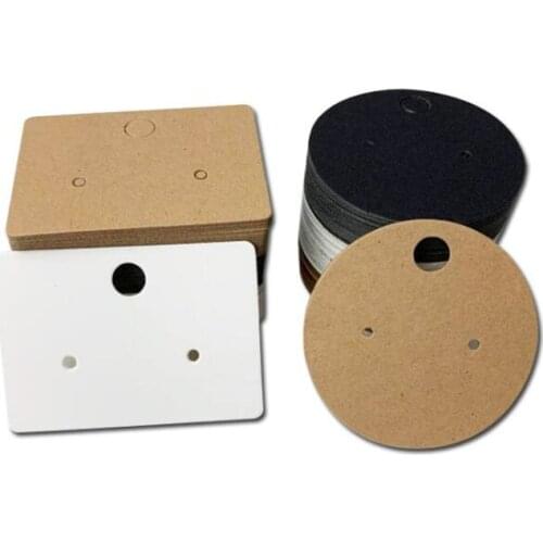 100pcs 4.5x3.2cm Rectangle Round Blank Kraft Paper Ear Jewelry Display Stud Earring Cards Hang Label Tag For Jewelry Making DIY